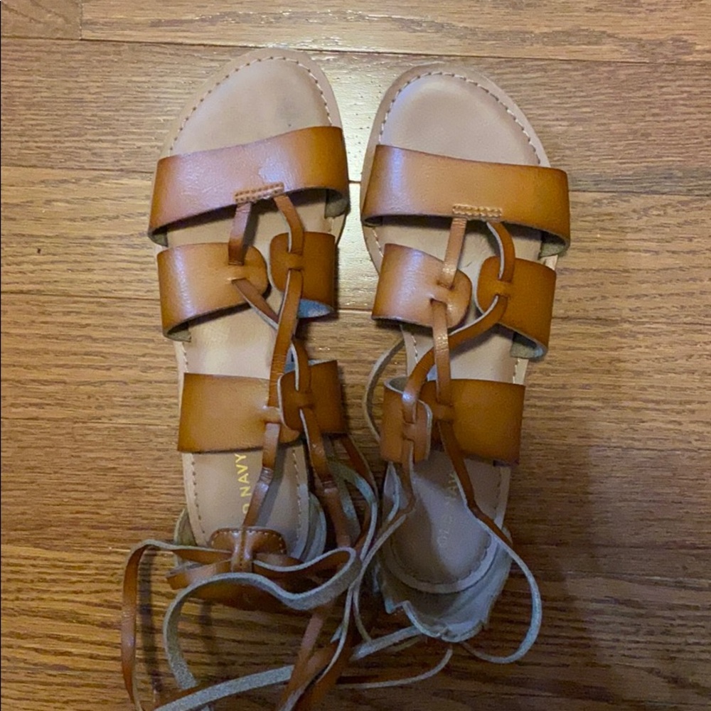 Ankle lace tan sandals